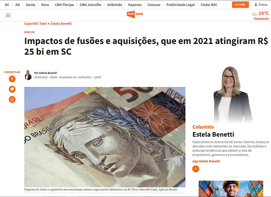 Impactos de fuses e aquisies, que em 2021 atingiram R$ 25 bi em SC